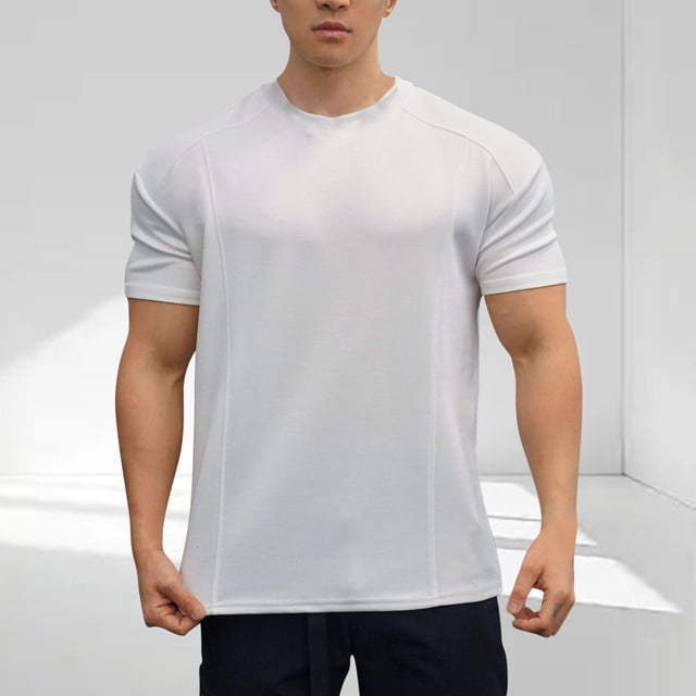 pstuiky camisetas de hombre, Camiseta deportiva de manga corta para hombre, con cuello alto y media cremallera, para fitness y ocio, de color liso camisas casuales para hombre xl
