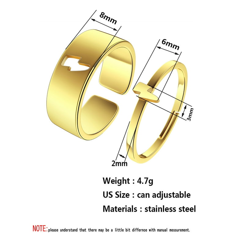 2pcs Lightning Bolt Couple Promise Ring Jewelry His and Her
