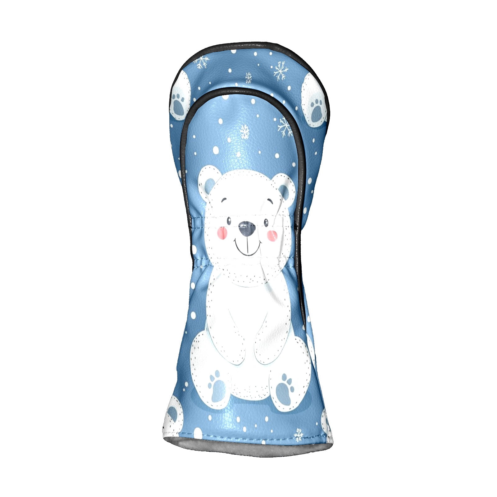 Golf Club Head Covers - White Bear Design, PU Leather, Waterproof, Fits Fairway Woods/Hybrid, Unisex, Fits Most Brands
