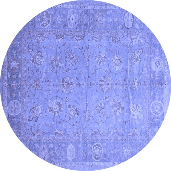 Ahgly Company Indoor Round Oriental Blue Traditional Area Rugs, 6' Round
