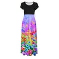 thumbnail image 4 of SMihono Robe Maxi Bohème d'Été pour Femmes Grande Taille Robe d'Été Colorée à Imprimé Floral Manches Courtes Robes de Plage Décontractées Maxi Robe de Plage, 4 of 5