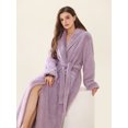 thumbnail image 5 of AMITOFO Women’s Thick Long Robe with Contrast Piping V-Neck – Soft Warm Winter Housecoat with Waist Belt and Side Pockets, 5 of 8