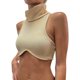 thumbnail image 1 of Top sin hombros de punto acanalado ajustado para mujer: bralette sensual de cuello alto para fiestas y salidas nocturnas, 1 of 5