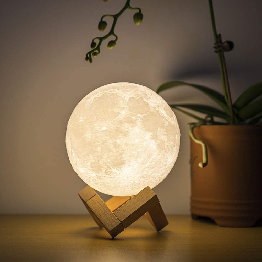 3D Printing Moon Lamp USB LED Night Lunar Light Moonlight Touch Color Changing 
