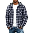 thumbnail image 2 of UDAUDU Men's Flannel Hoodie Shirts Casual Comfortable Button Down Plaid Shirt Jackets for Men Long Sleeve Stylish Hooded with Pocket Light Blue 3XL, 2 of 7