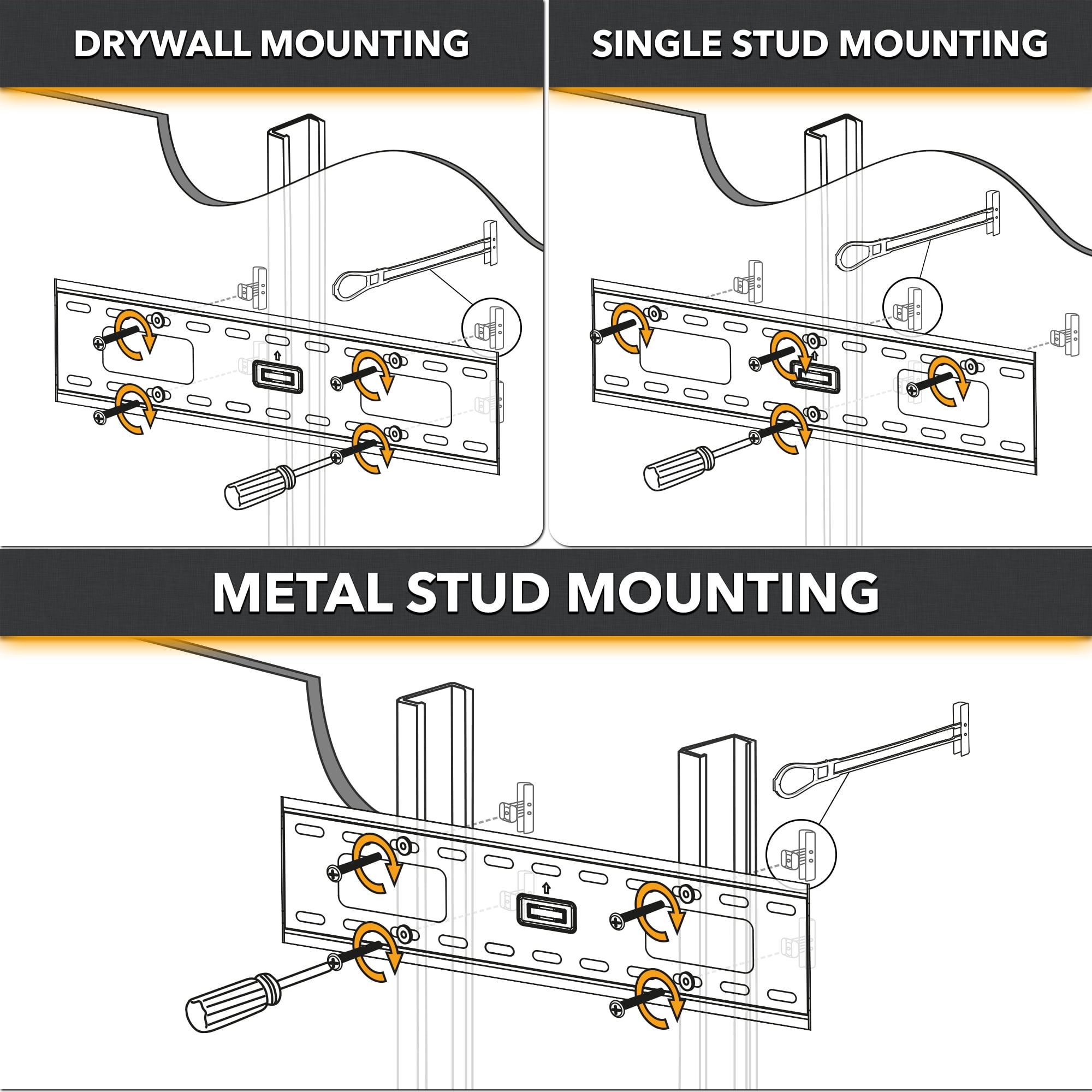 CondoMounts Elephant Metal Stud Anchors | 200lbs Drywall Anchor | 25 Pack
