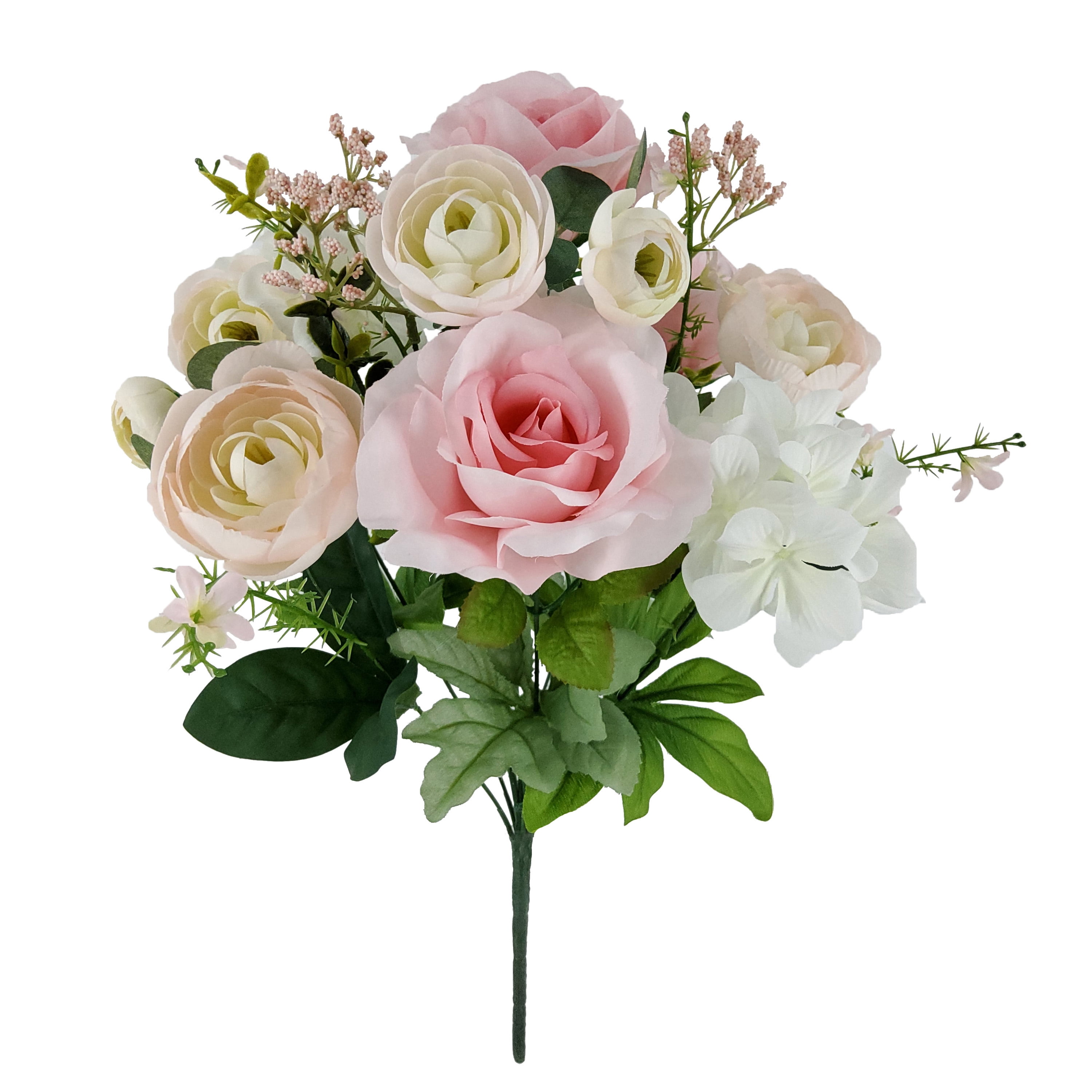 Mainstays 19.5 inch Artificial Rose Hydrangea Bouquet, Color Pink