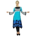 thumbnail image 5 of Bimba Designer Ethnic Indian Kurta Kurti Rayon Tunic Blouse With Asymmetrical Hem, 5 of 9