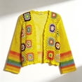 thumbnail image 6 of IUYRTFE Women's Hand Crochet Knit Cardigan Open Front Boho Style Long Sleeve Colorful Patterned Jacket, 6 of 6