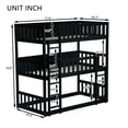 thumbnail image 2 of Harper & Bright Designs Triple Bunk Twin over Twin over Twin, Detachable Wood Bunk Bed with Ladder and Guardrail, Separate into 3 Beds, Black, 2 of 13