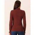 thumbnail image 4 of DARING DIVA Fluffy Lined Sweater Mock Neck Long Sleeve Top S Wine Red, 4 of 5