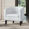 thumbnail image 6 of BELLEZE White Accent Chairs for Living Room, Set of 2 Elegant Arm Chairs, Upholstered Tufted Barrel Chairs Club Chairs for Bedroom with Sturdy Legs and Faux Leather - Berlinda (White), 6 of 6