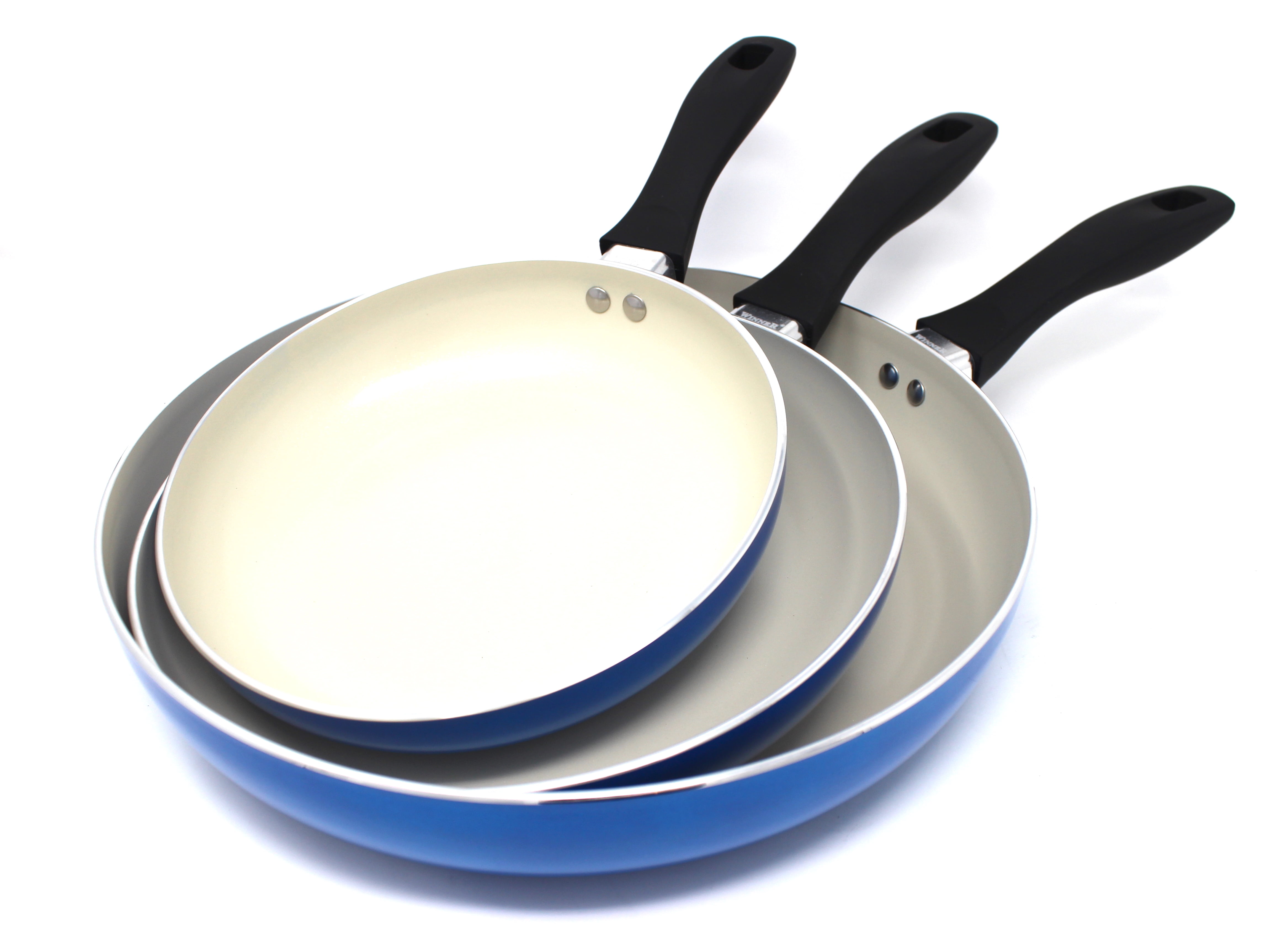 CONCORD Eco Friendly 3 PC Ceramic Non Stick Fry Pan Set Induction Cookware Saute