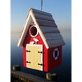 thumbnail image 2 of 8.25" Fully Functional Vibrant Red Dockside Cabin Outdoor Garden Birdhouse, 2 of 2