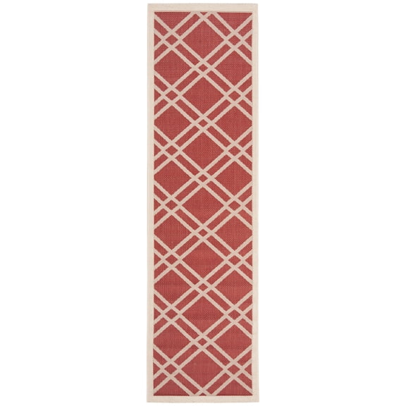 Safavieh Courtyard Jasper Geometric Indoor/Outdoor Runner Rug, Red/Bone, 2'3" x 8'