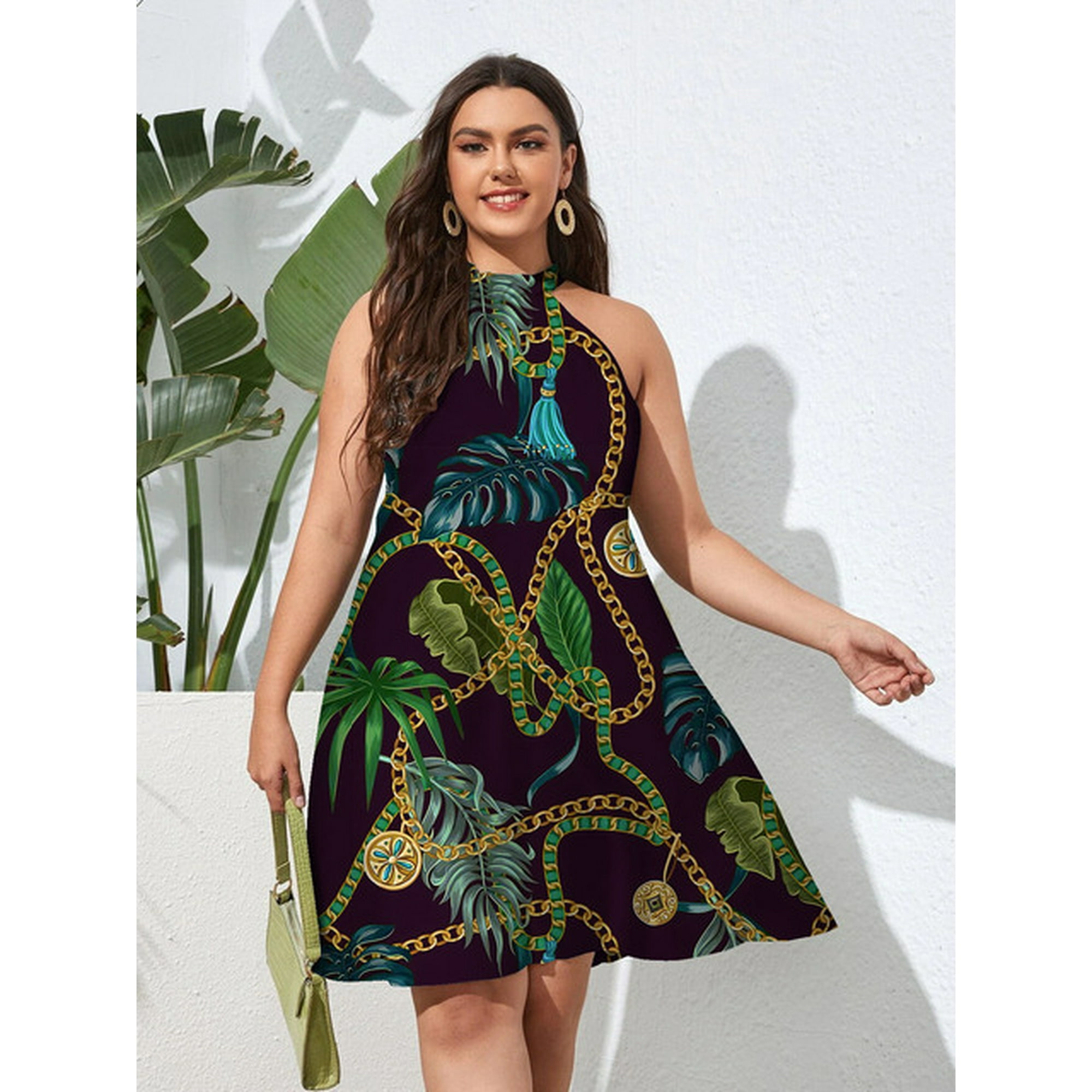 U.Vomade 8 Style Sexy Sleeveless Mini Dress Women Summer 2022 Fashion Golden Pattern Print Club Party Dresses Plus Size Femme L 4XL Walmart