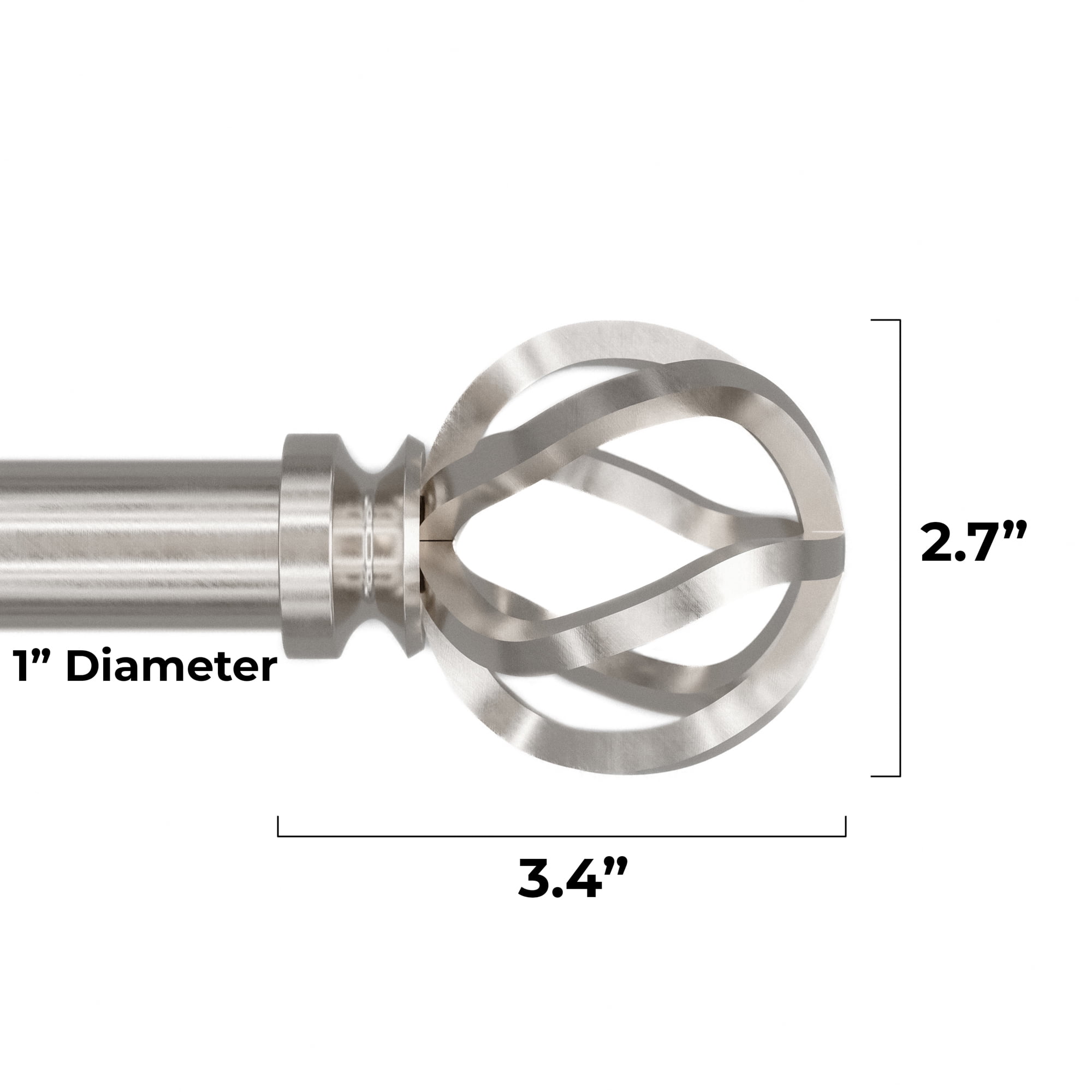 Better Homes & Gardens 1" Plated Nickel Cage Adjustable Single Curtain Rod Set 42-120"