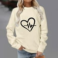 thumbnail image 2 of Besolor Womens Fall Spring Sweatshirt Heart Printed Crewneck Long Sleeve Tops Casual Loose Plus Size Pullover Blouse, 2 of 4