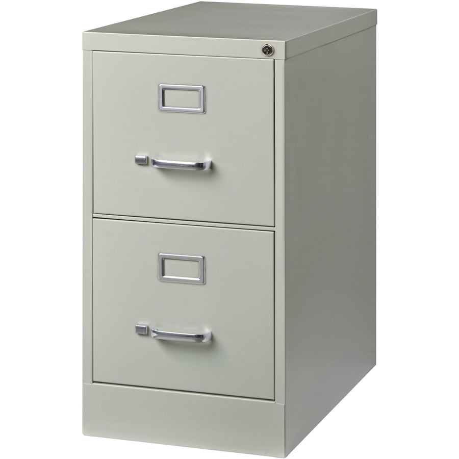 Lorell Vertical File - 2-drawer - 15" X 25" X 28.4" - 2 X Drawer(s) For File - Letter - Vertical - Security Lock, Ball-bearing Suspension, Heavy Duty - Light Gray - Steel - Recycled