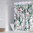 thumbnail image 2 of Flower Shower Curtain Leaves Floral Fabric Bathroom Curtains Botanical Leaves Pattern Set with 12 Hooks Machine Washable 72" X 72", 2 of 6