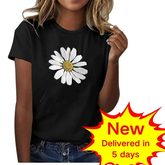 LiMoi Womens Clothing Under 10 Dollars Short Sleeve Tees Womens Tops Casual Print T Shirts T Shirts New & Trending