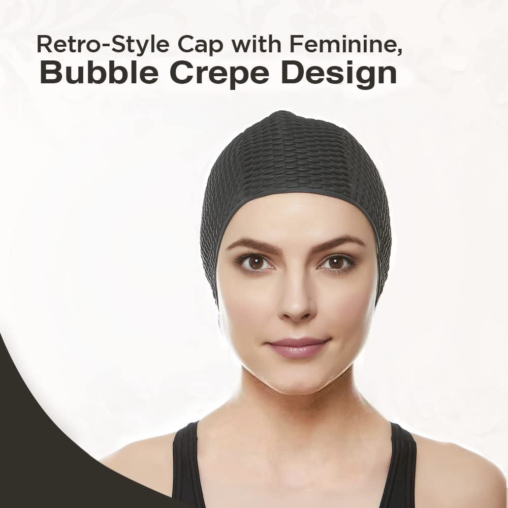 Beemo Swim Bathing Caps for Women/Girls Retro Style Latex with Embossed  Flower Pattern Ornament Swimming Hat Long & Short Hair - Walmart.com