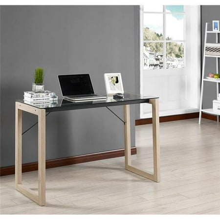 Kb Ho2532 30 5 X 44 X 19 5 In Wood Glass Desk Black Natural