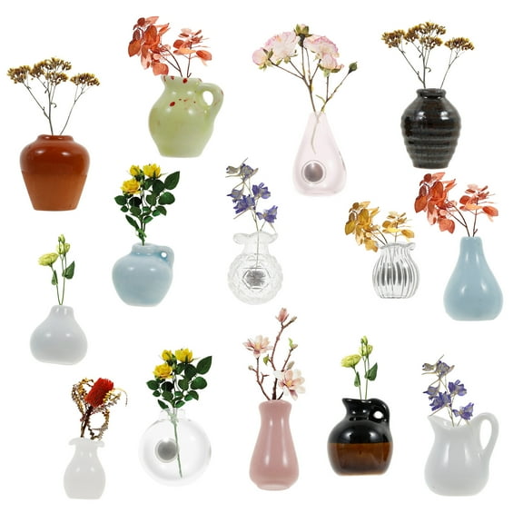 14Pcs 3D Mini Vase Magnets Cute Tiny Ceramic Vase Magnet Charm Fridge Decoration for Fridge Birthday Present