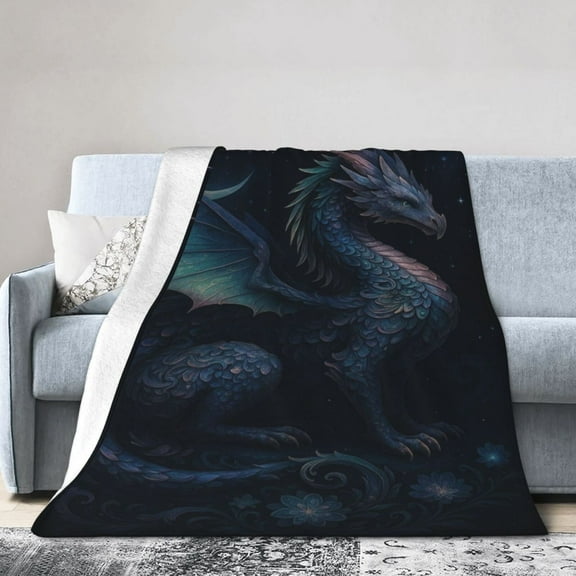 Galaxy Dragon Throw Blanket for Kids & Adults, Soft Plush Fleece, Dragon Gifts 50x40