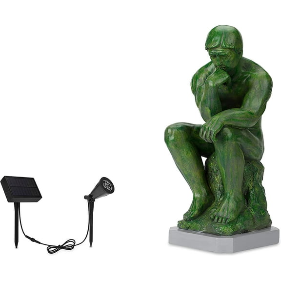 Techko Thinker Statue with Solar Spotlight