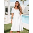 thumbnail image 2 of DARING DIVA Eyelet Square Neck Short Sleeve A Line Midi Dress S White, 2 of 8