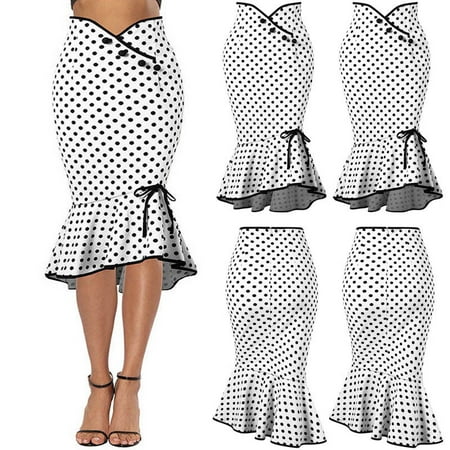 Lace Ruffled Mini Skirt - Women Skirt High Waist Lace Up Maxi Mermaid Ruffle Dress Stretch Print Skirt Size L