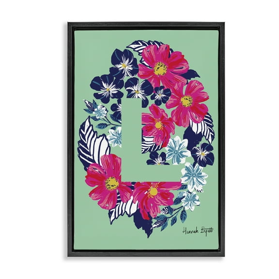 Stupell Industries Floral Bloom Letter L Botanical & Floral Painting Black Floater Framed Art Print Wall Art, 17 x 25