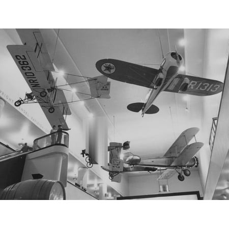 - An Assortment of Aircraft on Display at Museum of Science and Industry Print Wall Art
