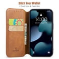 thumbnail image 2 of Casus Classic Wallet Case Leather Logo View Card Holder Cover for Apple iPhone 14 - Brown, 2 of 8