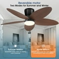 thumbnail image 4 of Phorus 42 in Ceiling Fan with Light and Remote, Low Profile 5 Palm Leaf Blades Fan for Bedroom and Living Room, Brown, 4 of 7