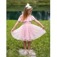 thumbnail image 4 of Oudiya Toddler Girl Tulle Dress Off Shoulder Sequin Summer Dresses Flutter Formal Birthday Party Princess Dress for Kids 1-6Y, 4 of 7