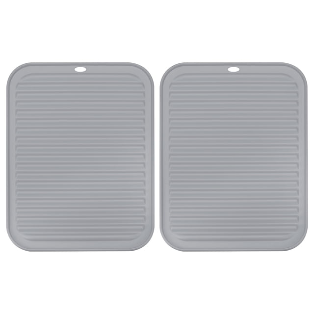 Unique Bargains Silicone Dish Drying Mat Set, 2 Pcs 12' x 9' Under Sink Drain Pad Suitable for Kitchen Counter, Drawer - Gray