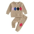 thumbnail image 2 of KYAIGUO 2PCS Baby Newborn Pullover Sweatshirt Top and Pants for Girls Boys,Spring Casual Crewneck Track Suits Outfits Fall Long Sleeve Sweatershirt+sweatpants for 0-3Y, 2 of 9