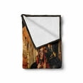 thumbnail image 2 of Venice Soft Flannel Fleece Throw Blanket, Young Woman with a Red Cloak and Carnival Riding on Antique Gondola, Cozy Plush for Indoor and Outdoor Use, 60" x 80", Red Black Pale Brown, by Ambesonne, 2 of 6