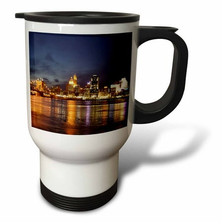 

3dRose Cincinnati Skyline at Night Travel Mug 14oz Stainless Steel