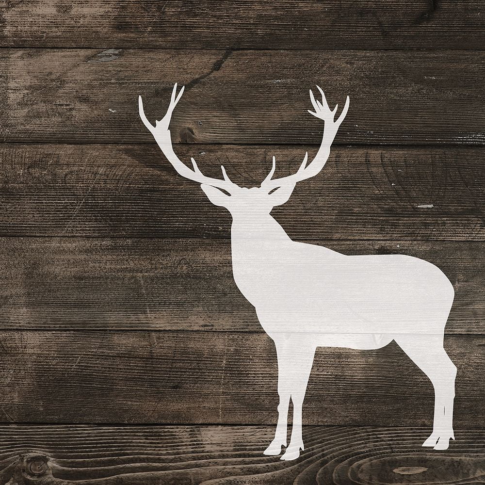 Right Side Deer Silhouette On Wood Poster Print by Atelier B Art Studio