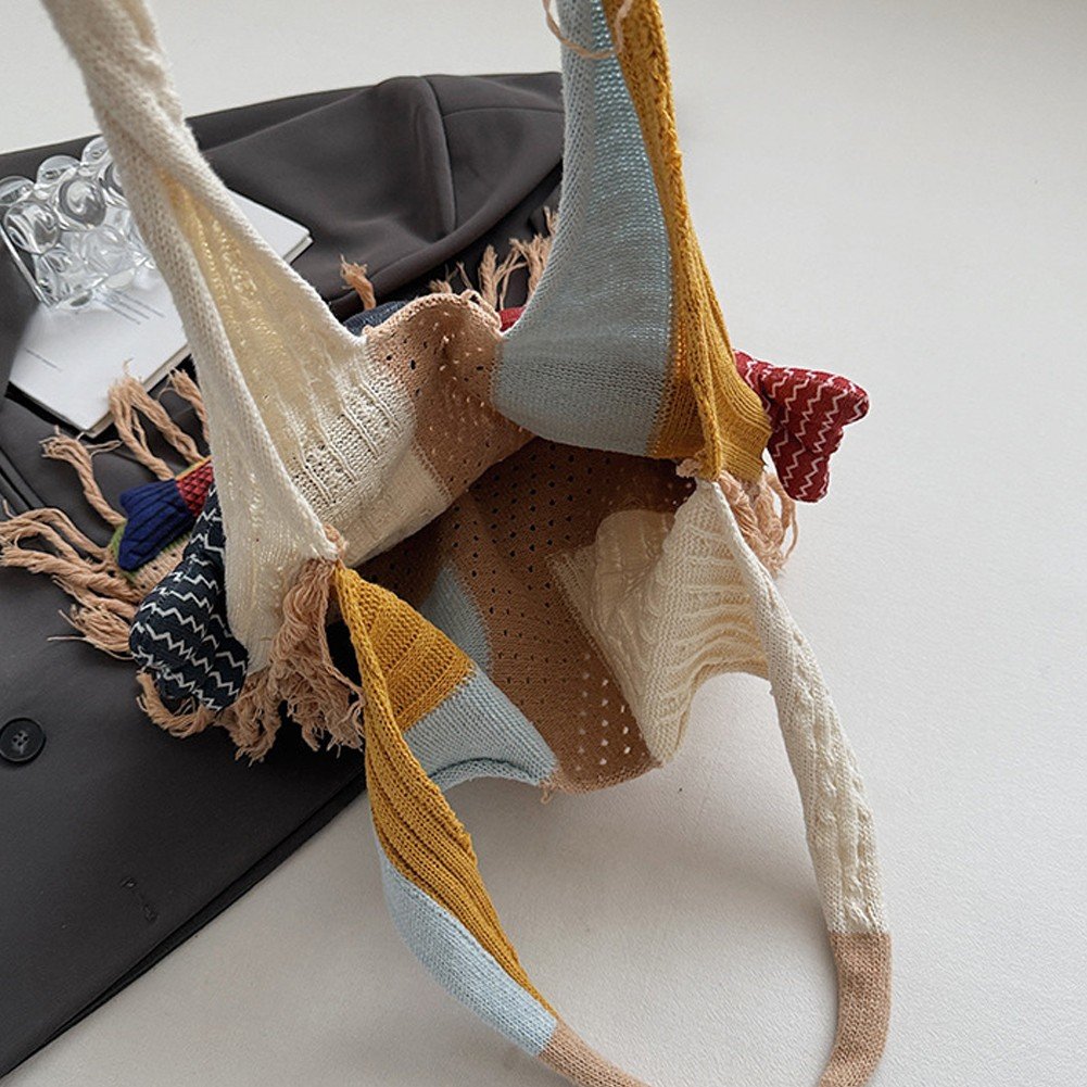 Jiibva Crochet Beach Shoulder Bag for Women Summer Tote handbags Shoulder Boho Bag with Handmade Fish for Summer Vacation