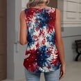 thumbnail image 5 of 250 Anniversary Usa Shirts for Women American Flag Print Sleeveless Botton Down Scoop Neck Tank Top Celebration Lightweight Summer Camping Shirts,XL,#01 Dark Blue, 5 of 5