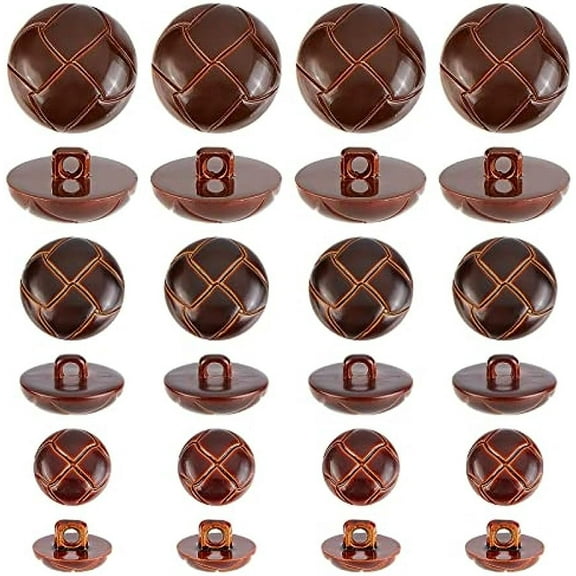 100Pcs 3 Size 1-Hole Plastic Buttons Round Brown Plastic Imitation Leather Buttons Set for Blazer Suits Sport Coat Uniform Jacket Sewing Craft 25mm 20mm 15mm