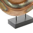 thumbnail image 6 of 25" x 30" Copper Metal Large Weathered Disk Plate Sculpture with Elevated Black Stand, by DecMode, 6 of 14