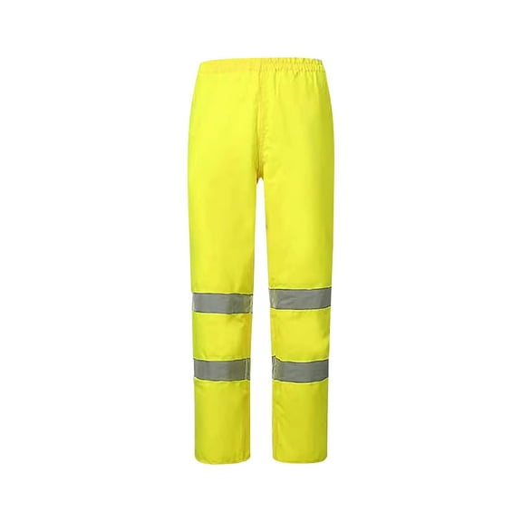 QTBIUQ Unisex Reflective Rain Pants with Fabric Lightweight Packable Windproof Rain Over Pants Yellow