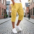 thumbnail image 6 of Zimjoy Cargo Shorts for Men Loose Fit Stretch Lightweight Elastic Waist Below The Knee Bermuda Casual Outdoor Work Shorts with Pockets Yellow M, 6 of 6