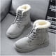 thumbnail image 4 of Botas cortas de mujer de invierno con punta redonda y cordones de algodón Botas de nieve planas para mujer con forro polar Botas cálidas para mujer, 4 of 6