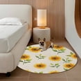thumbnail image 2 of Yellow Sunflower Round Area&nbsp;Rug 3ft Spring Watercolor Floral Leaf Plant Linen Texture Non-Slip&nbsp;Washable Circle Rugs Soft Felt Indoor Floor Mat for Bedroom Kitchen Living Room Bathroom, 2 of 9